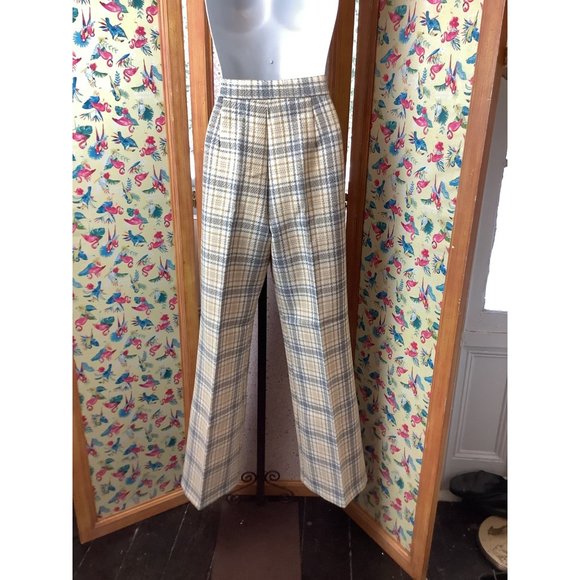 Vintage 1970’s Deadstock Knit Cream,Grey, Beige JcPenney Bell Bottom Pants - Picture 4 of 8
